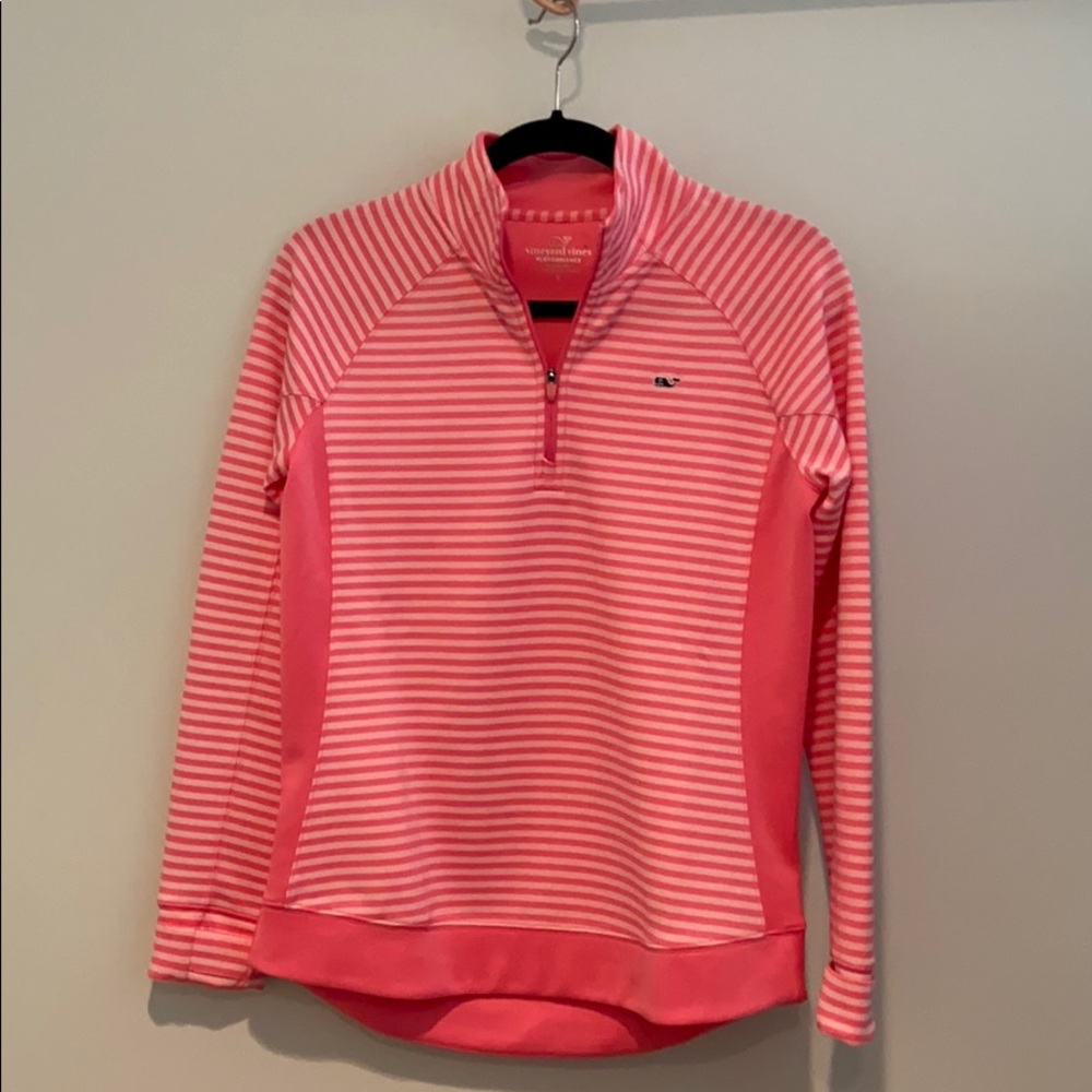 Vineyard Vines Pink and White Quarter Zip
